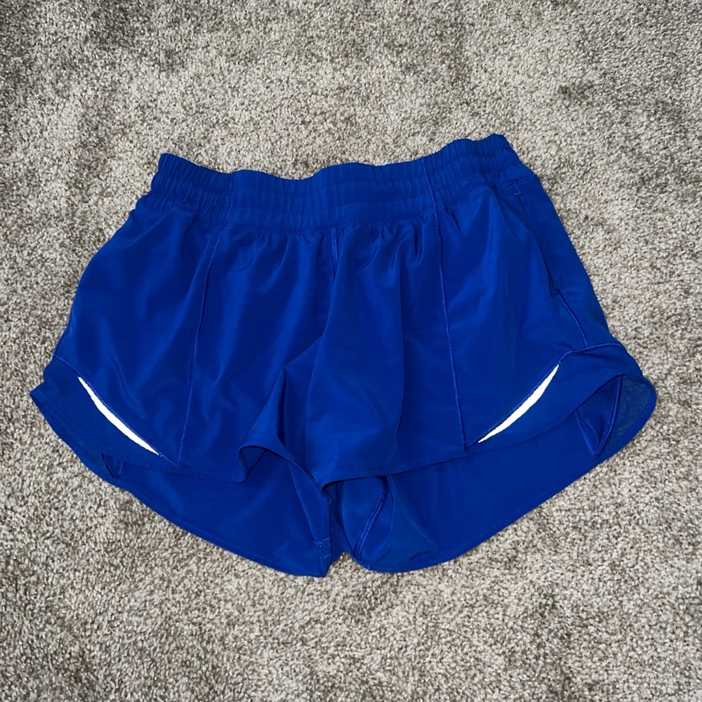 Blue lululemon hotty hot shorts 4” size 8